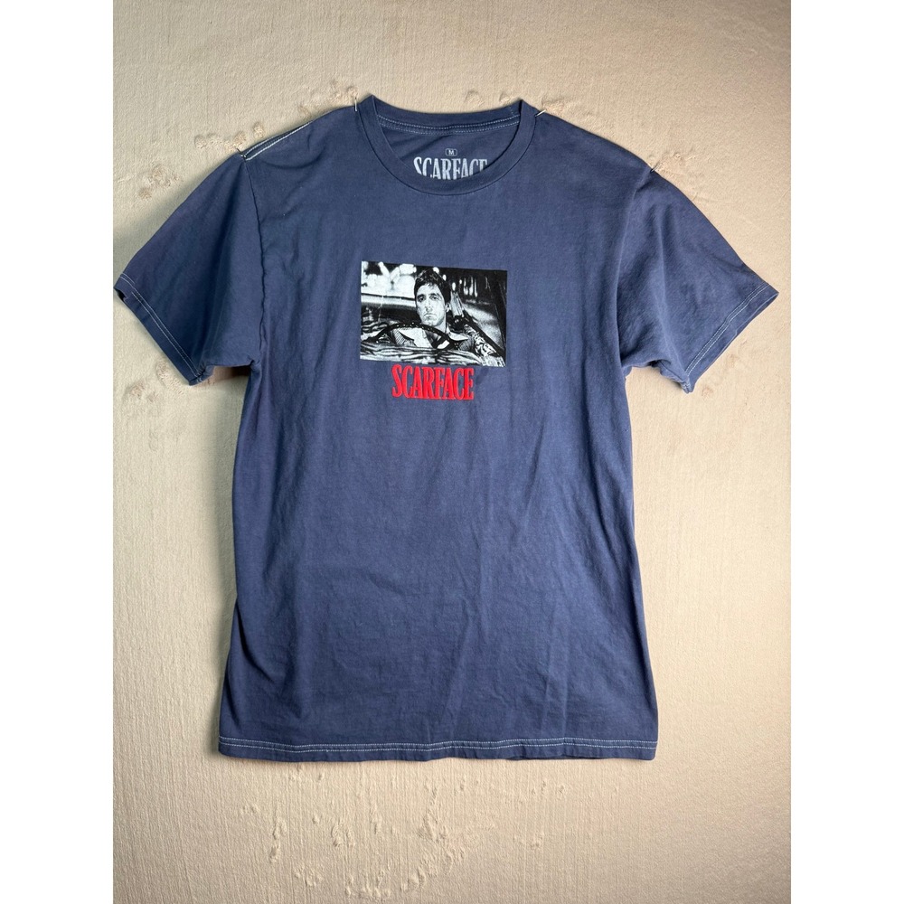 Scarface Tony Montana Graphic T-Shirt Blue Ripple Junction Mens Medium Al Pacino